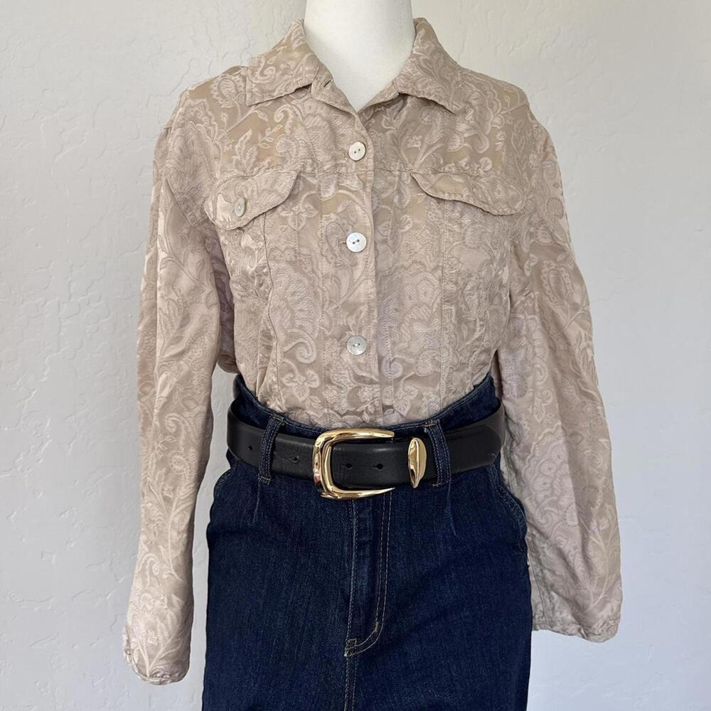 Vintage cream paisley silk button up